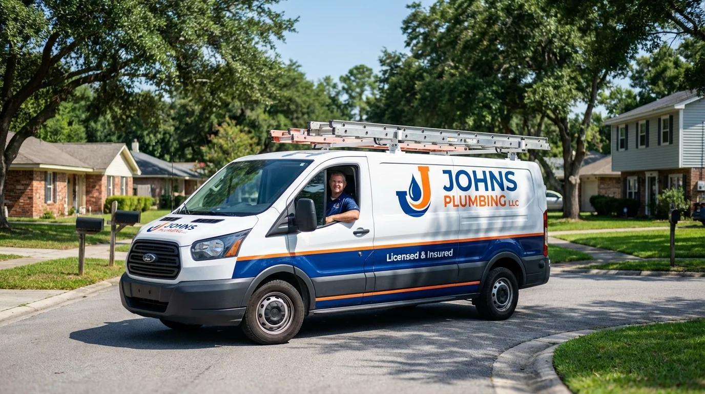 Johns Plumbing LLC service van in Cortland, IL